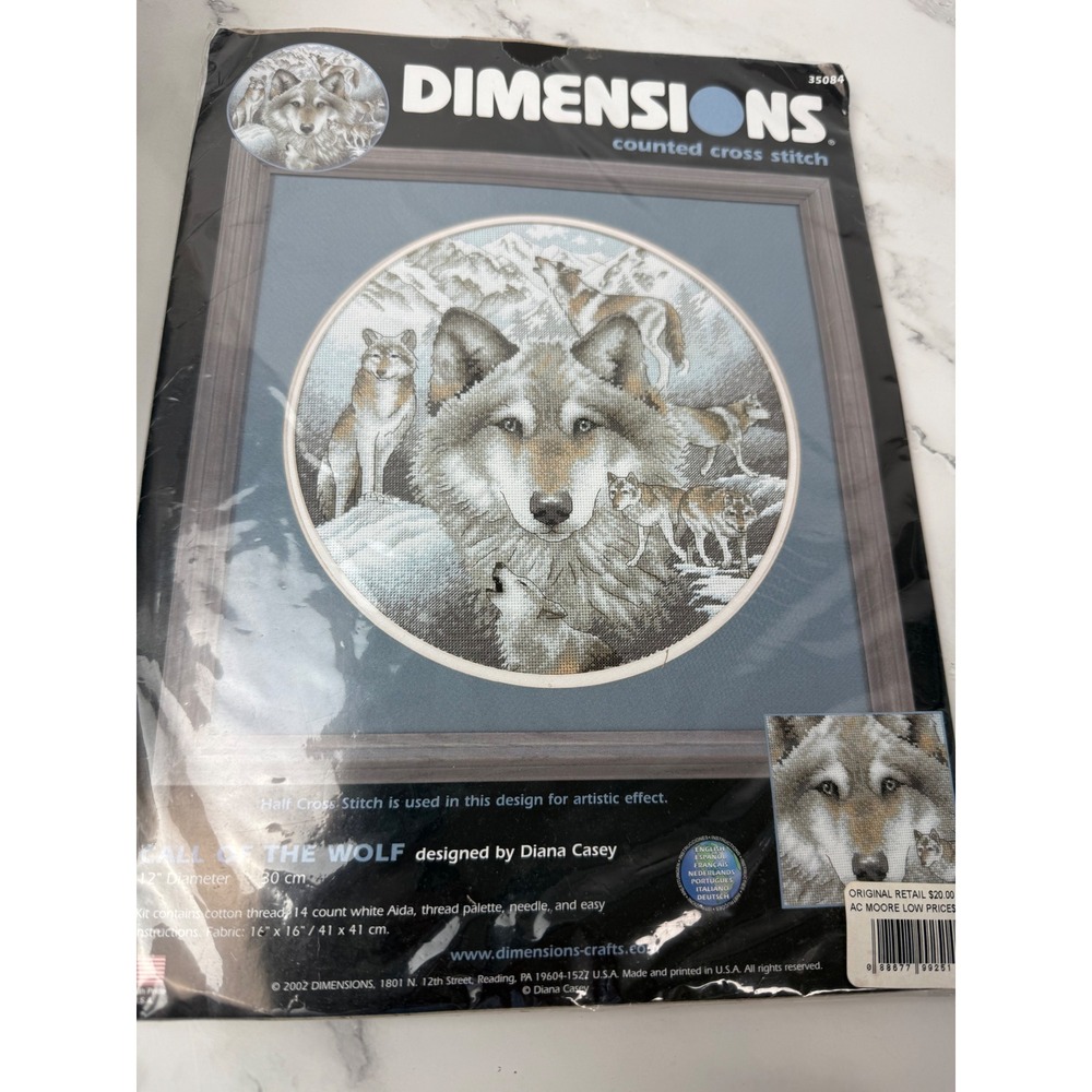 Vintage Dimensions Call of the Wolf Cross Stitch Kit New 12"